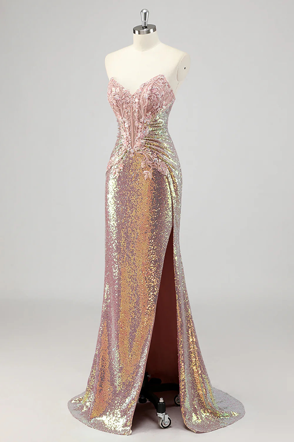 Elegant Mermaid Strapless Sleeveless Zipper Up Floor-Length Prom Dress